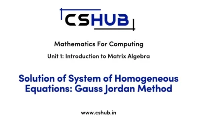 Solution of System of Homogeneous Equations: Gauss Jordan Method